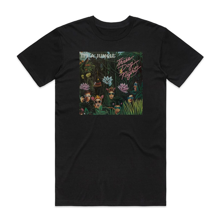 Three Dog Night Its A Jungle Album Cover T-Shirt Black Three Dog Night Its A Jungle Album Cover T-Shirt Black