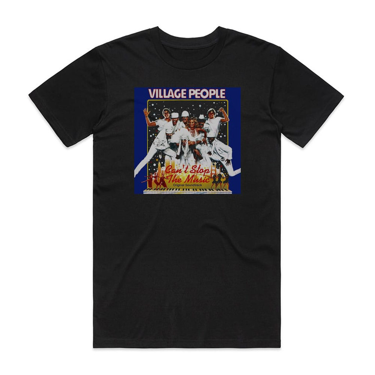 Village People Cant Stop The Music Album Cover T-Shirt Black Village People Cant Stop The Music Album Cover T-Shirt Black