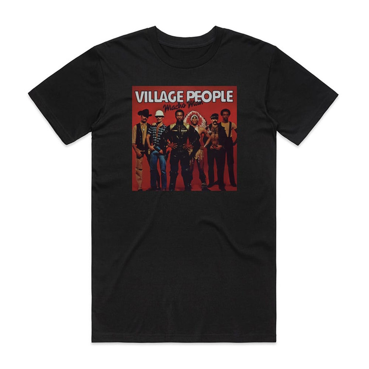 Village People Macho Man 1 Album Cover T-Shirt Black