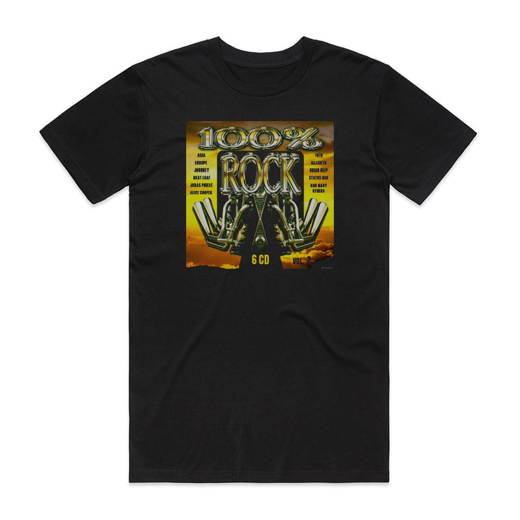 Various Artists 100 Rock Volume 2 Album Cover T-Shirt Black