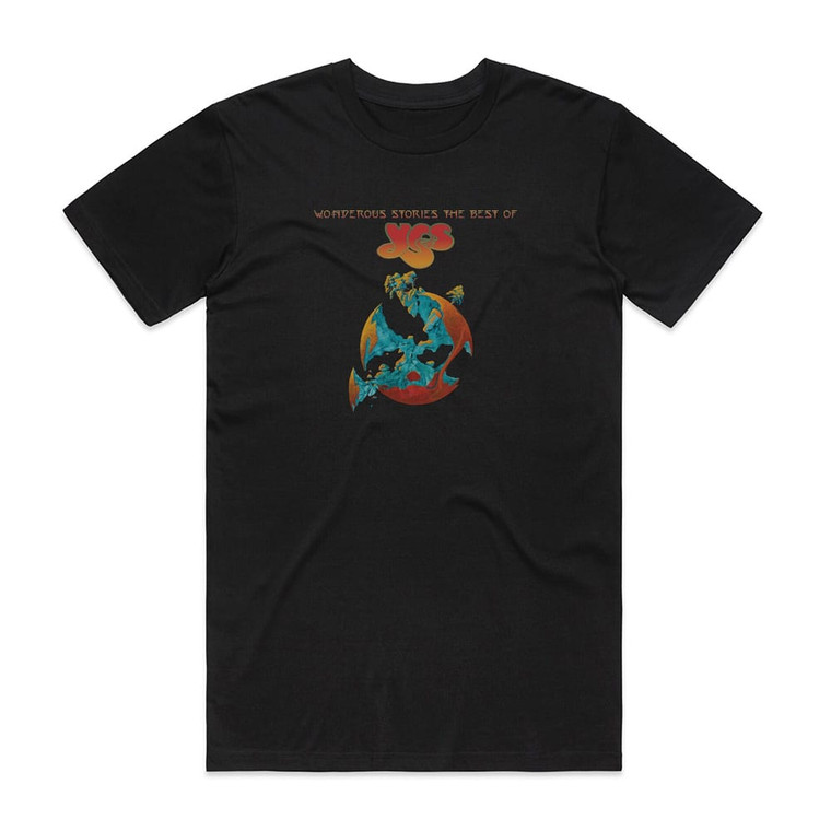 Yes Wonderous Stories The Best Of Album Cover T-Shirt Black