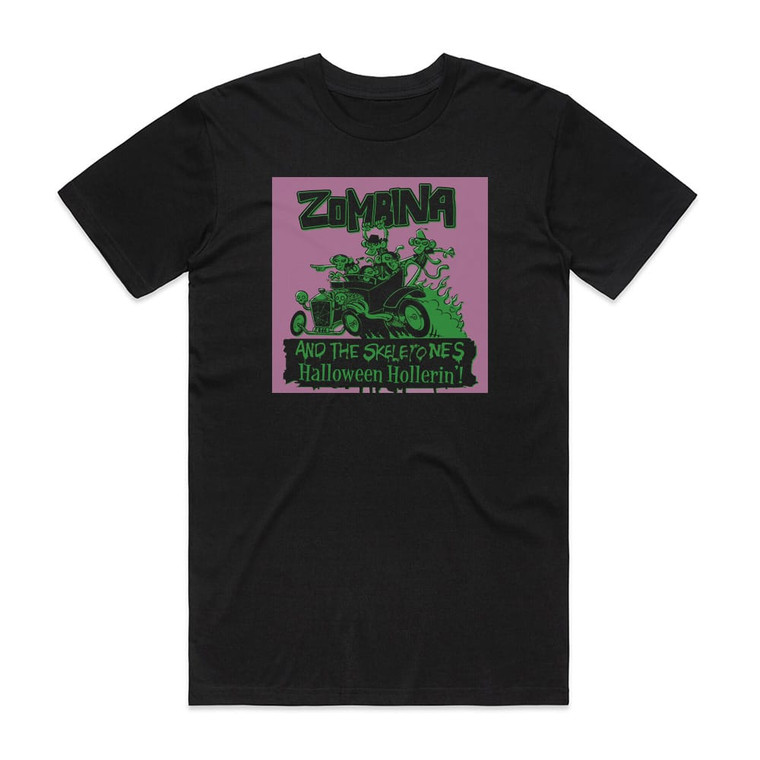 Zombina and The Skeletones Halloween Hollerin Album Cover T-Shirt Black