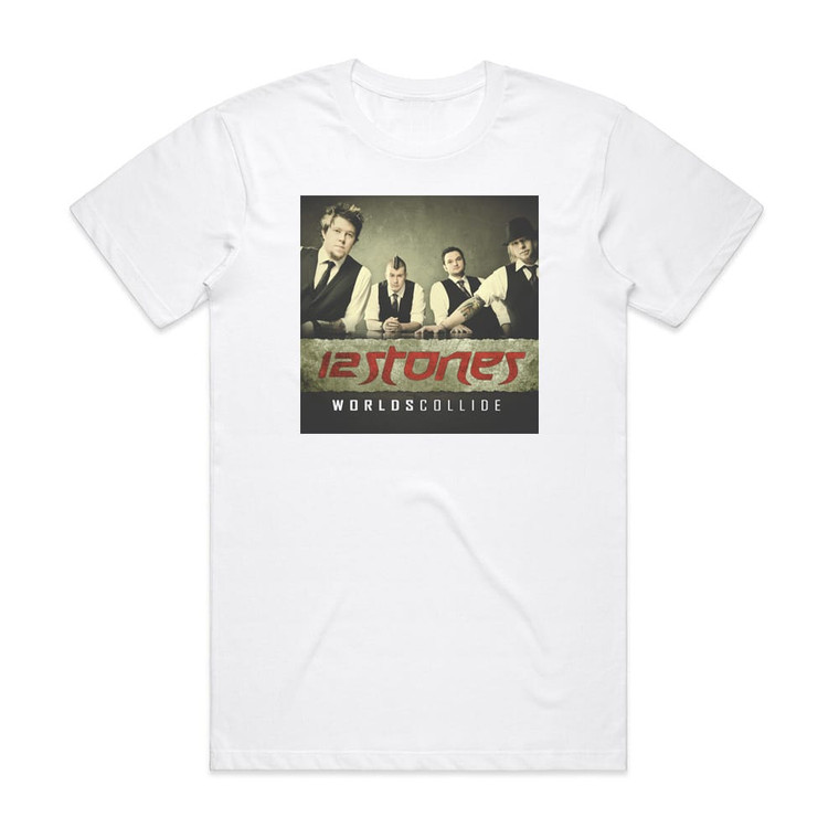 12 Stones Worlds Collide Album Cover T-Shirt White