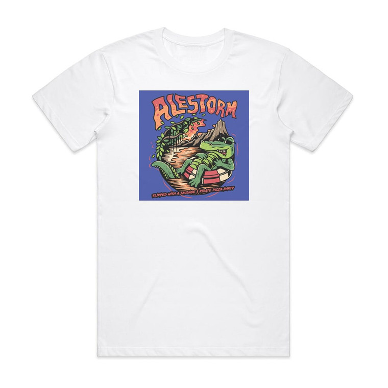 Alestorm Flipped With A Sausage Pirate Pizza Party Album Cover T-Shirt White