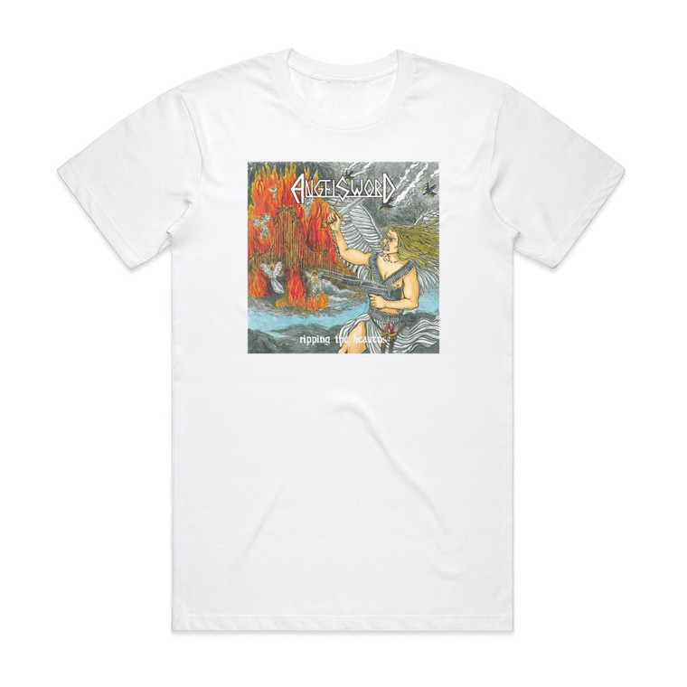 Angel Sword Ripping The Heavens Album Cover T-Shirt White