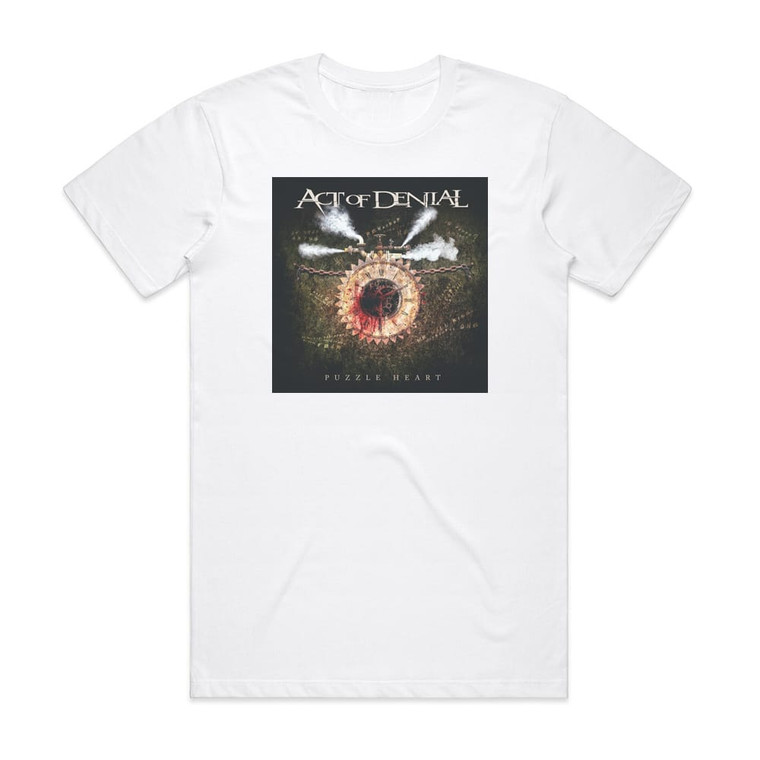 Act of Denial Puzzle Heart Album Cover T-Shirt White