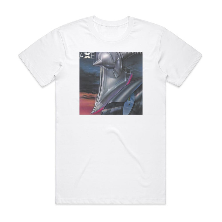 Axe Living On The Edge Album Cover T-Shirt White