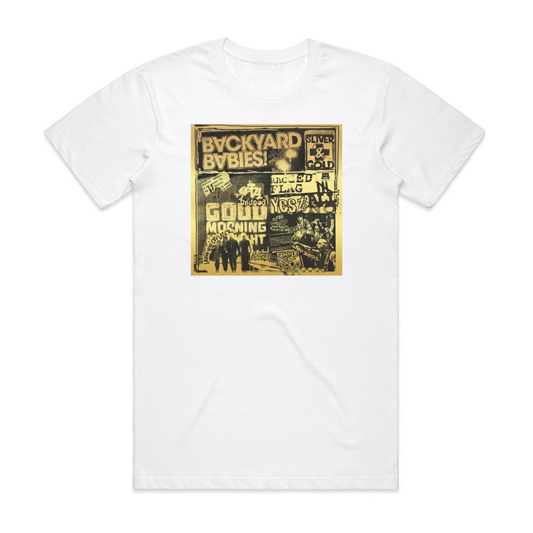 Backyard Babies Sliver And Gold Album Cover T-Shirt White