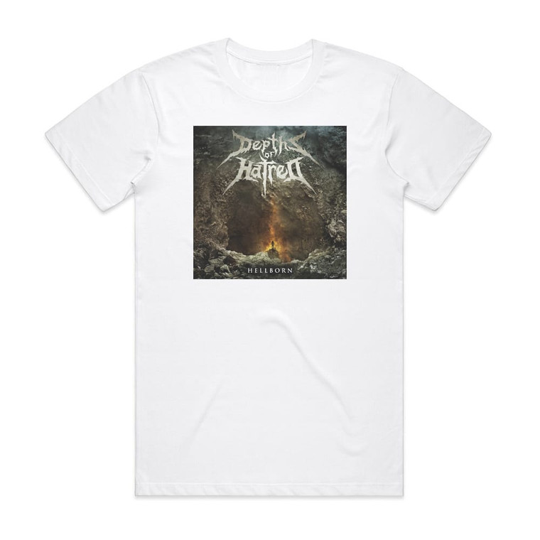 Depths of Hatred Hellborn Album Cover T-Shirt White