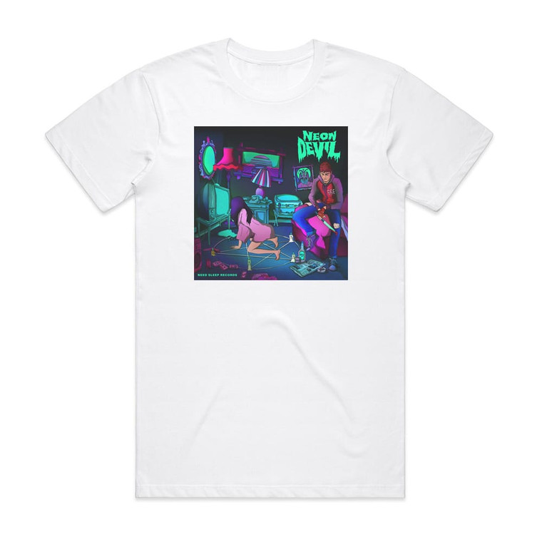 Dev Crawford Neon Devil Album Cover T-Shirt White
