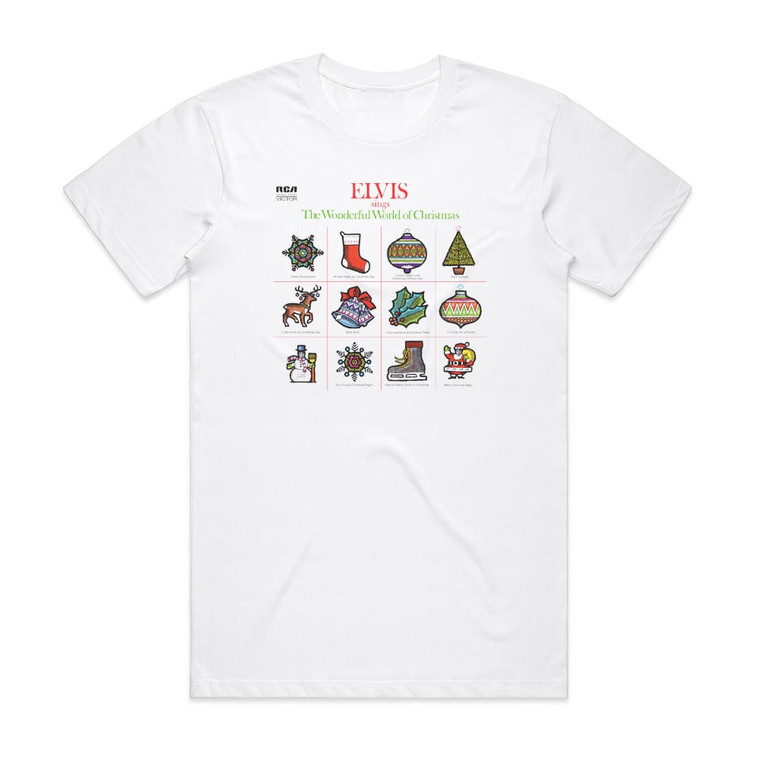Elvis Presley Elvis Sings The Wonderful World Of Christmas Album Cover T-Shirt White