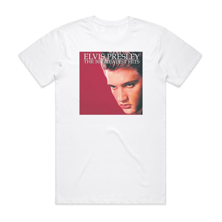 Elvis Presley The 50 Greatest Hits Album Cover T-Shirt White