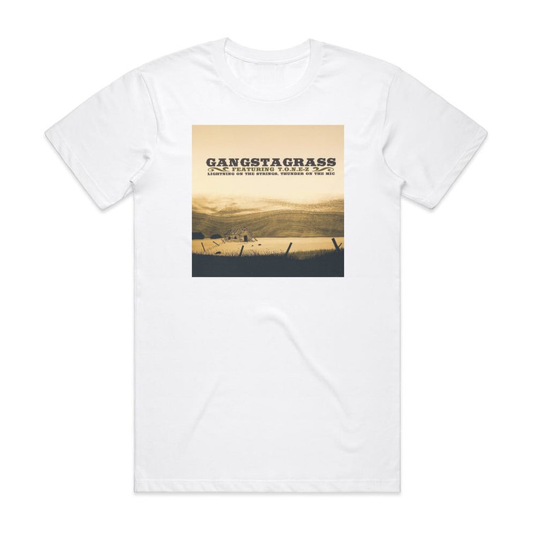 Gangstagrass Lightning On The Strings Thunder On The Mic Album Cover T-Shirt White