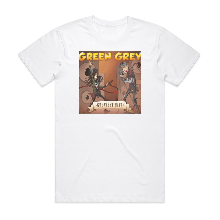 Green Grey Greatest Hits Album Cover T-Shirt White