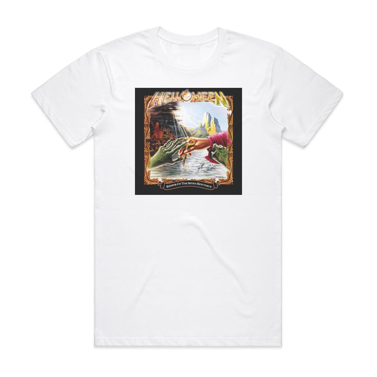 Helloween Keeper Of The Seven Keys Part Ii Album Cover T-Shirt White Helloween Keeper Of The Seven Keys Part Ii Album Cover T-Shirt White