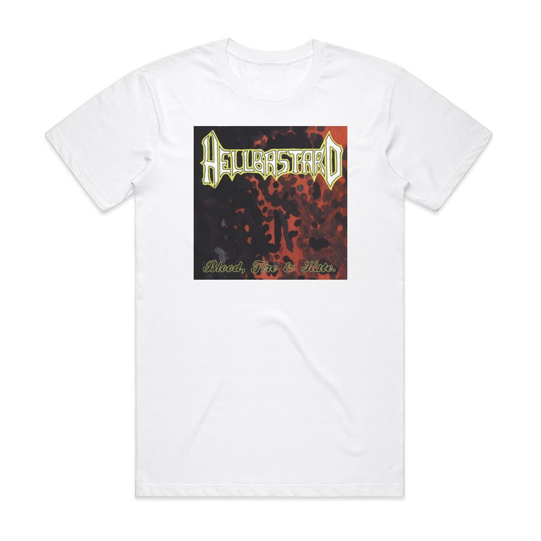 Hellbastard Blood Fire And Hate Part One Album Cover T-Shirt White