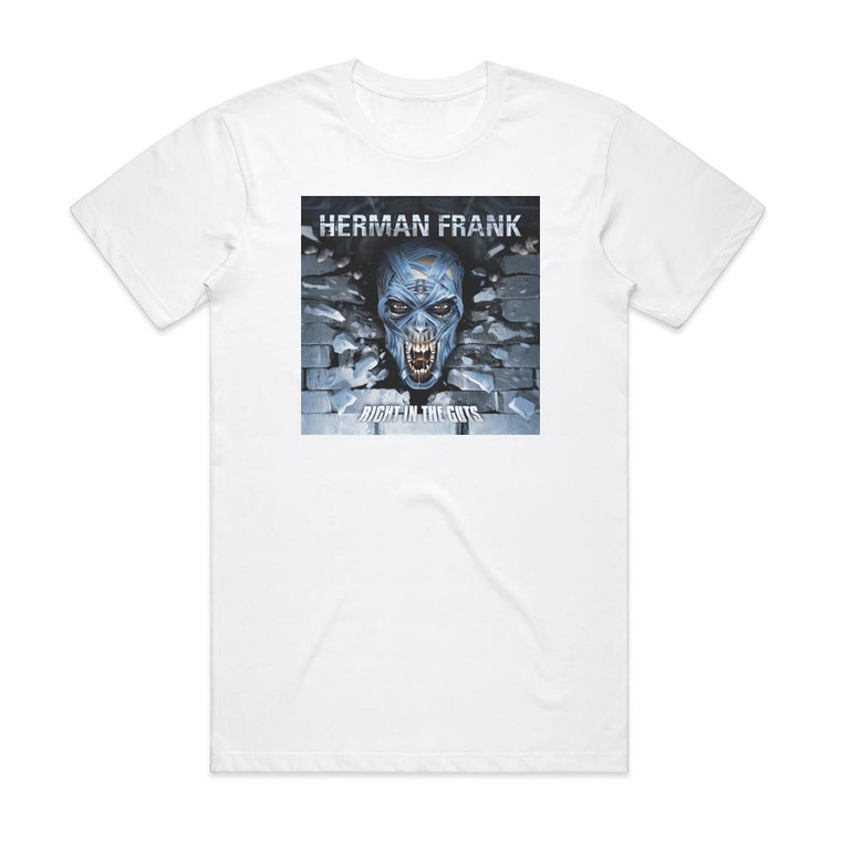 Herman Frank Right In The Guts Album Cover T-Shirt White