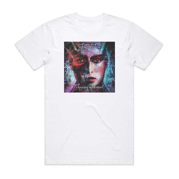 John Wesley Chasing Monsters Album Cover T-Shirt White