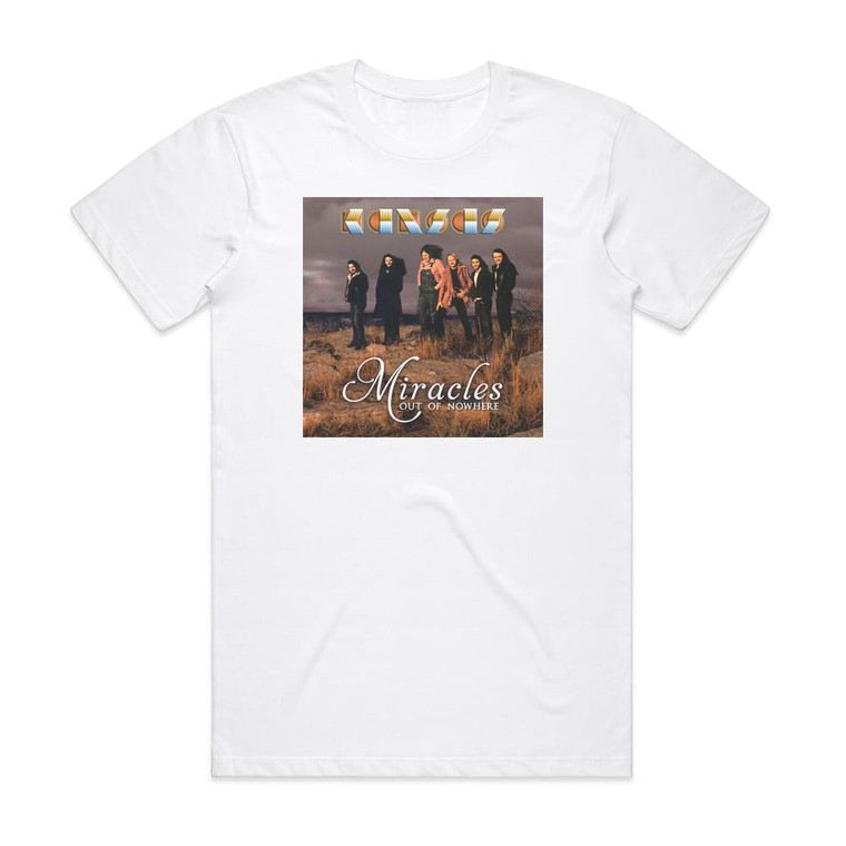 Kansas Miracles Out Of Nowhere Album Cover T-Shirt White Kansas Miracles Out Of Nowhere Album Cover T-Shirt White