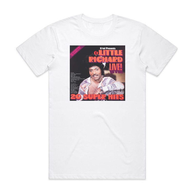 Little Richard K Tel Presents Little Richard Live 20 Super Hits Album Cover T-Shirt White