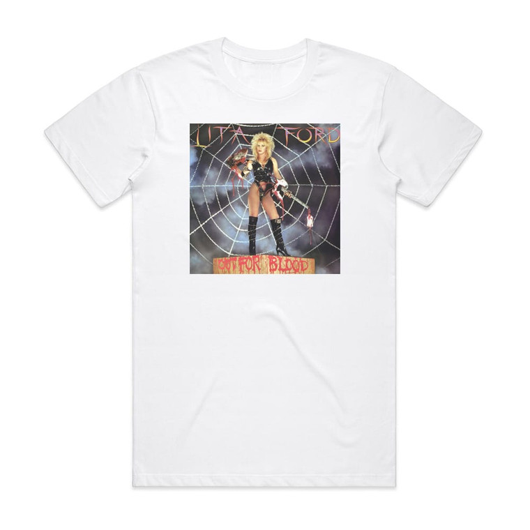 Lita Ford Out For Blood Album Cover T-Shirt White