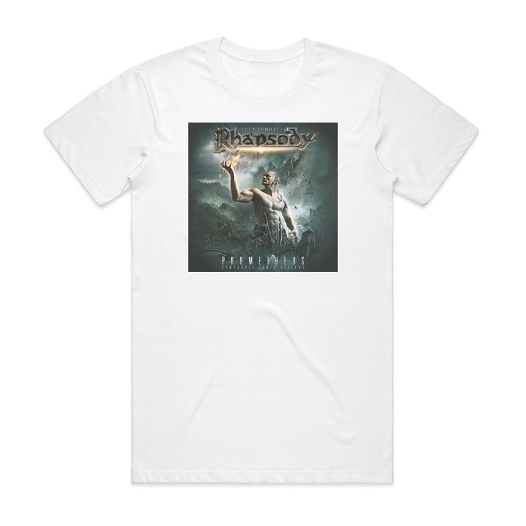 Luca Turillis Rhapsody Prometheus Symphonia Ignis Divinus Album Cover T-Shirt White