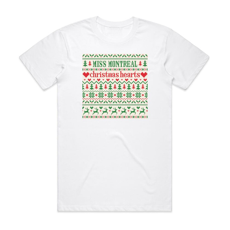 Miss Montreal Christmas Hearts Album Cover T-Shirt White