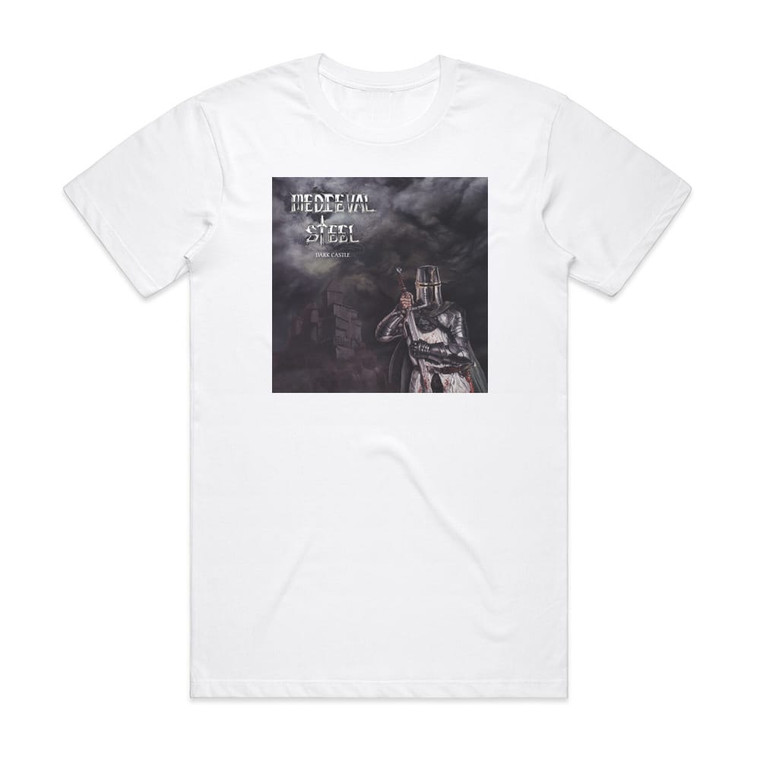Medieval Steel Dark Castle Album Cover T-Shirt White