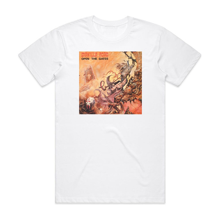 Manilla Road Open The Gates 2 Album Cover T-Shirt White
