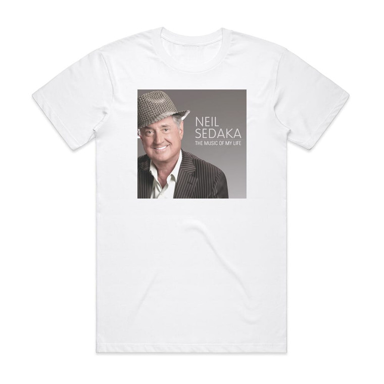 Neil Sedaka The Music Of My Life Album Cover T-Shirt White Neil Sedaka The Music Of My Life Album Cover T-Shirt White