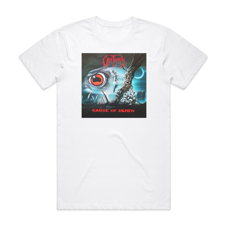 Obituary Cause Of Death 1 Album Cover T-Shirt White