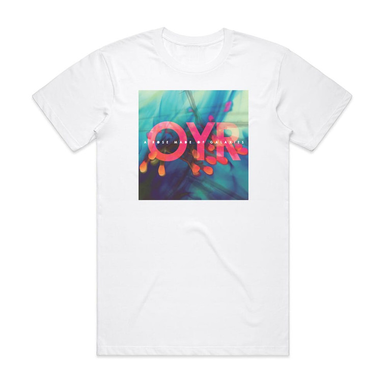 Orange Yellow Red A Rose Made Of Galaxies Album Cover T-Shirt White