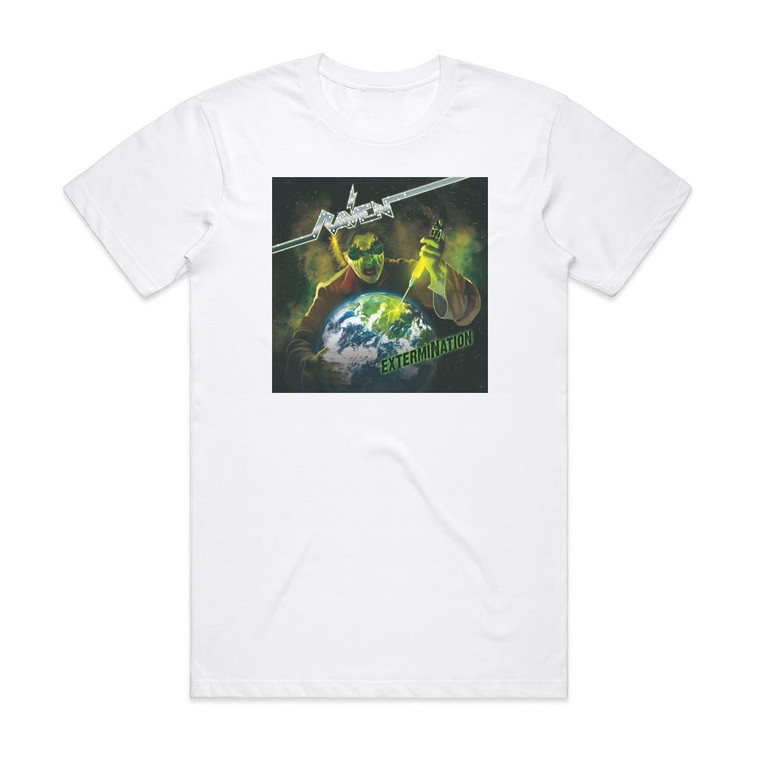 Raven Extermination Album Cover T-Shirt White Raven Extermination Album Cover T-Shirt White