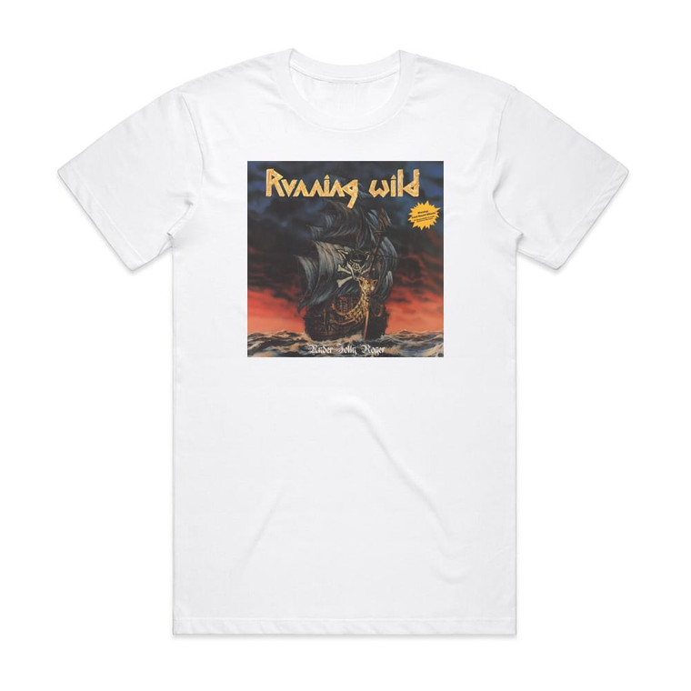 Running Wild Under Jolly Roger Album Cover T-Shirt White