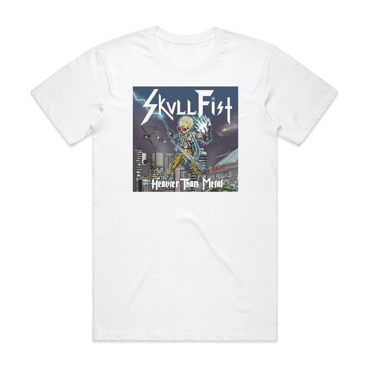 Skull Fist Heavier Than Metal Album Cover T-Shirt White