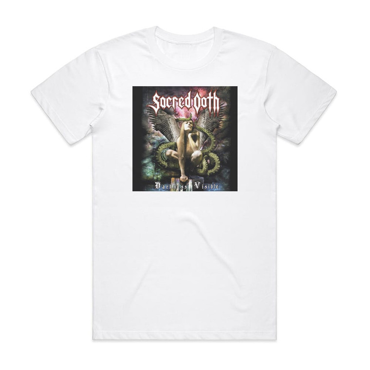 Sacred Oath Darkness Visible Album Cover T-Shirt White