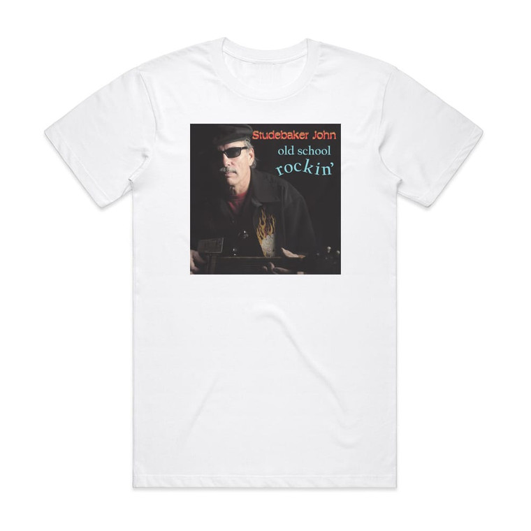 Studebaker John Grimaldi Old School Rockin Album Cover T-Shirt White