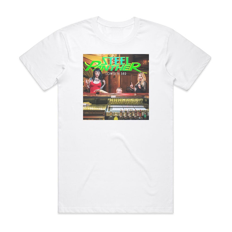 Steel Panther Lower The Bar Album Cover T-Shirt White