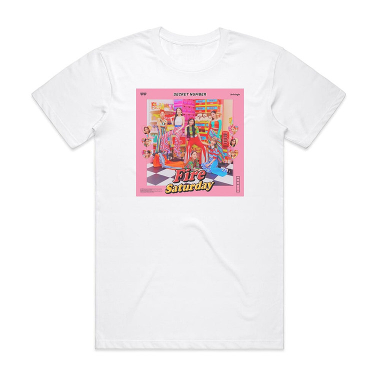 SECRET NUMBER Fire Saturday Album Cover T-Shirt White