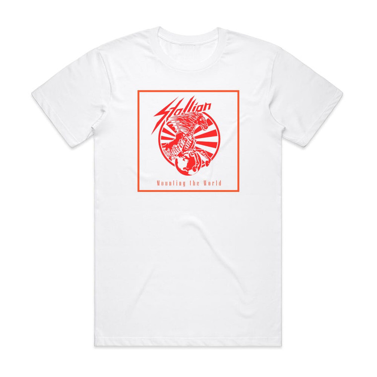 Stallion Mounting The World Album Cover T-Shirt White