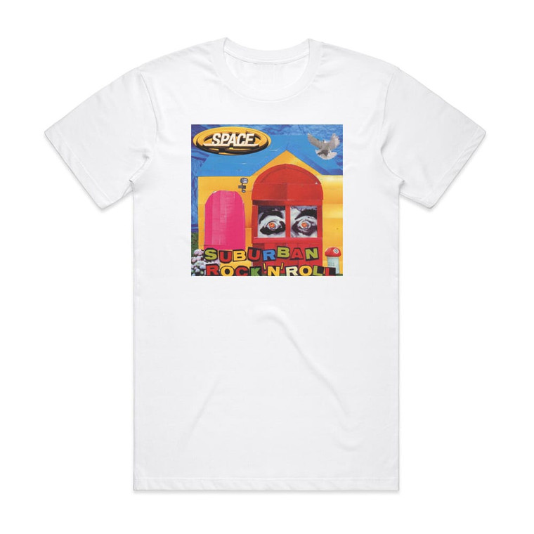 Space Suburban Rock Roll Album Cover T-Shirt White