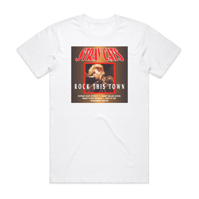 Stray Cats Rock This Town Album Cover T-Shirt White