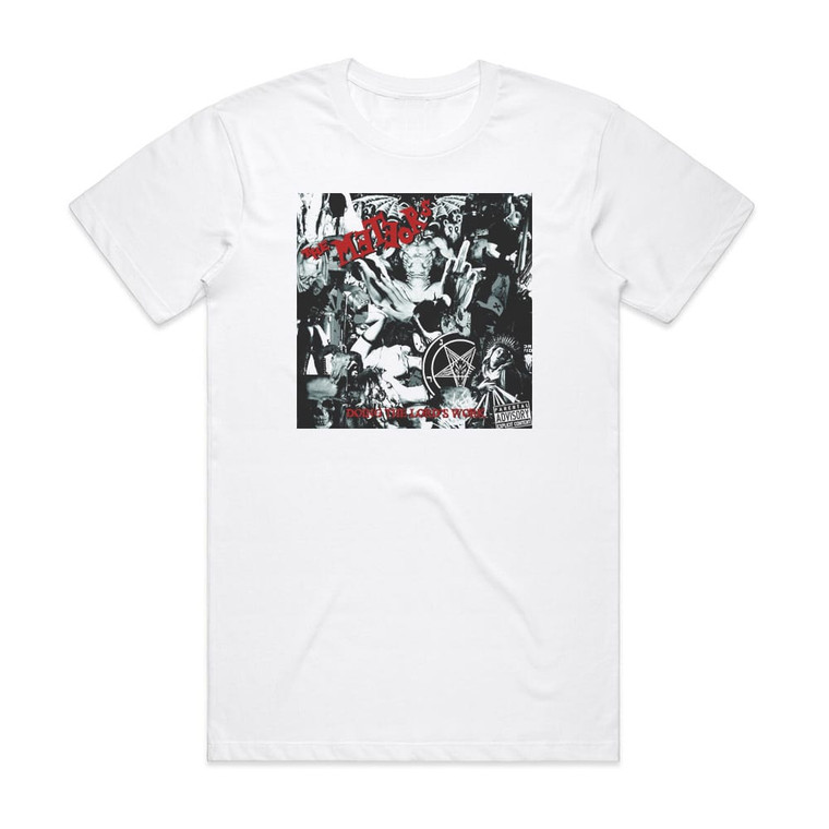 The Meteors Doing The Lords Work Album Cover T-Shirt White The Meteors Doing The Lords Work Album Cover T-Shirt White