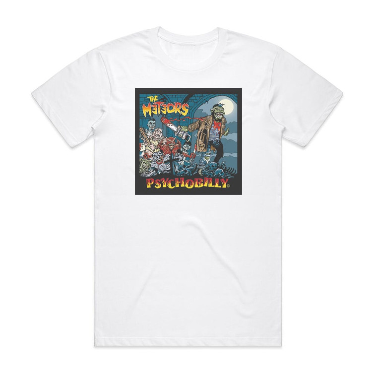 The Meteors Psychobilly Album Cover T-Shirt White The Meteors Psychobilly Album Cover T-Shirt White
