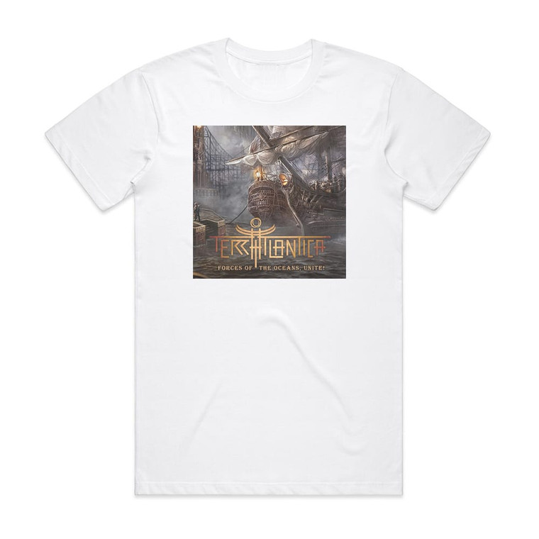 Terra Atlantica Forces Of The Oceans Unite Album Cover T-Shirt White Terra Atlantica Forces Of The Oceans Unite Album Cover T-Shirt White