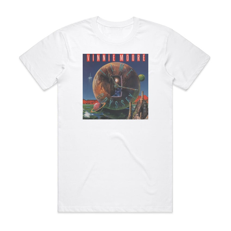 Vinnie Moore Time Odyssey Album Cover T-Shirt White Vinnie Moore Time Odyssey Album Cover T-Shirt White