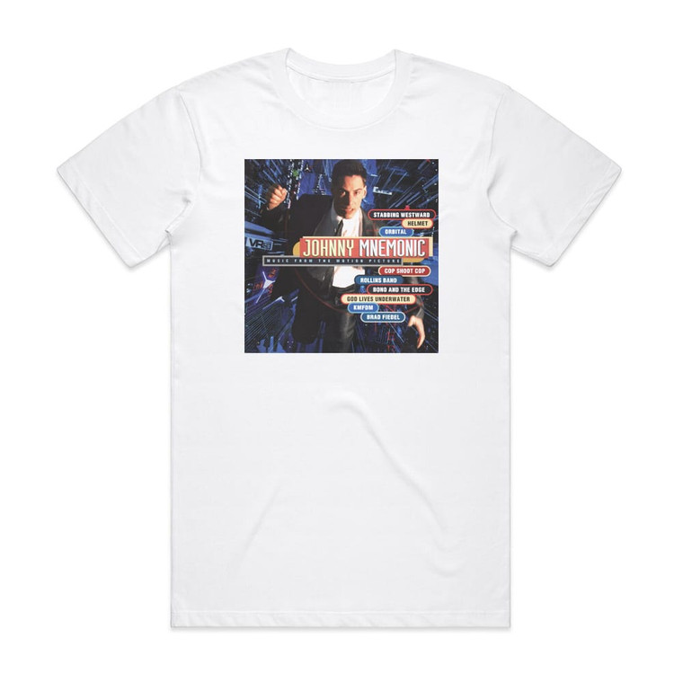 Various Artists Johnny Mnemonic Album Cover T-Shirt White