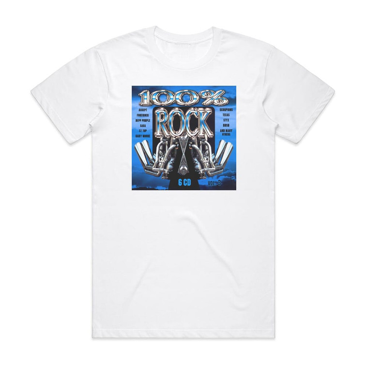 Various Artists 100 Rock Volume 3 Album Cover T-Shirt White