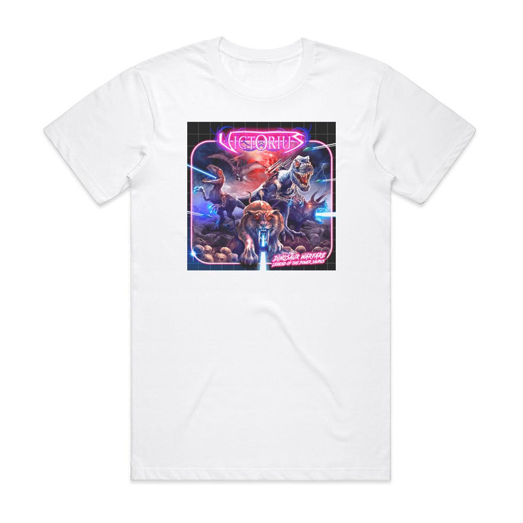 Victorius Dinosaur Warfare Legend Of The Power Saurus Album Cover T-Shirt White