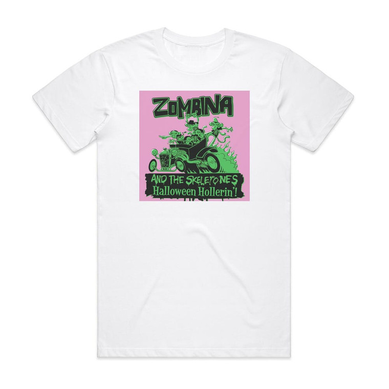 Zombina and The Skeletones Halloween Hollerin Album Cover T-Shirt White
